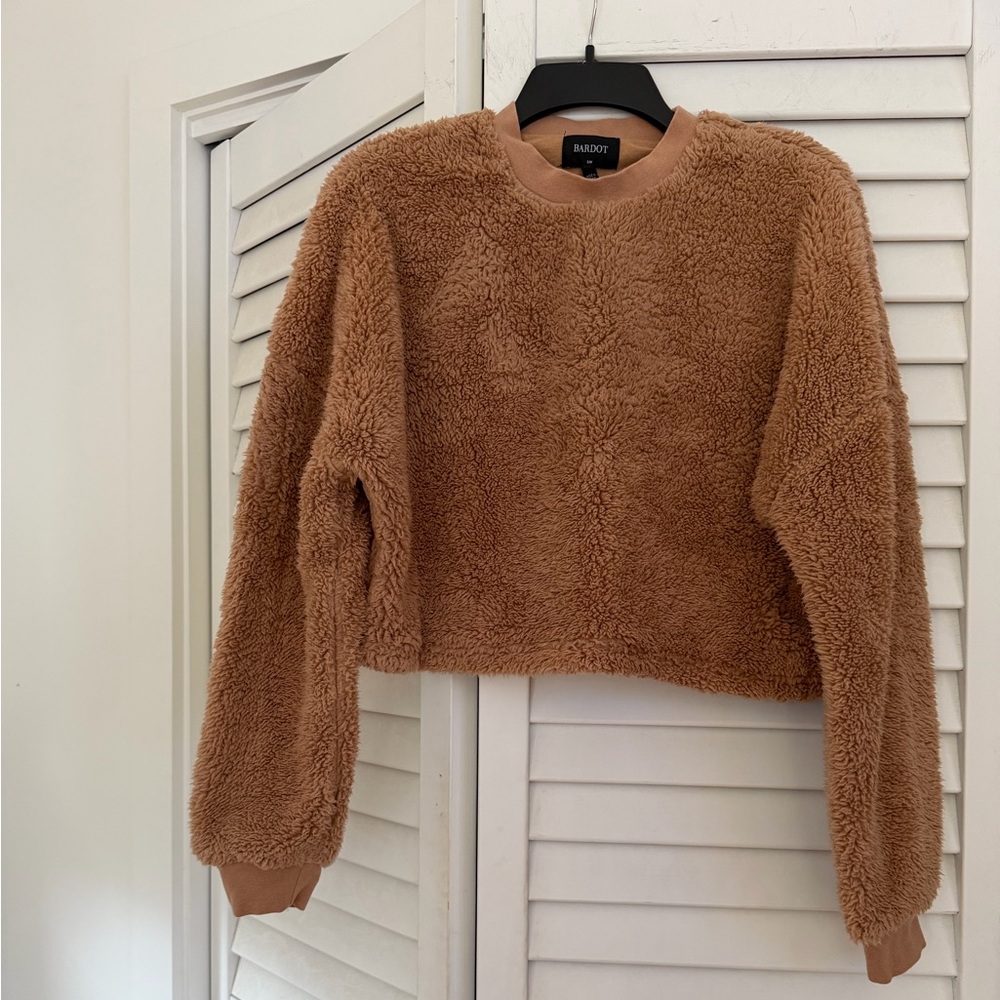 Bardot Teddy Crop Knit Sweater Size S/M